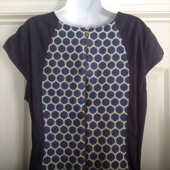 eShakti Womens Office Work Business Dress Polka Dot Mature Dress Navy 3X - Picture 8 of 14